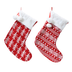 Chaussette de Noël à suspendre rouge et blanche 38 cm DECORIS