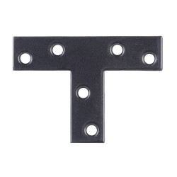 Plaque d'assemblage T en acier noire 70 x 50 x 16 mm ALBERTS