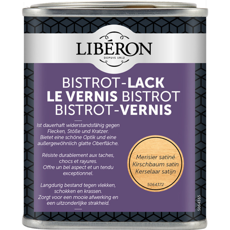 Vernis Bistrot Merisier Satiné 0,25L – Rénove vos meubles | LIBERON