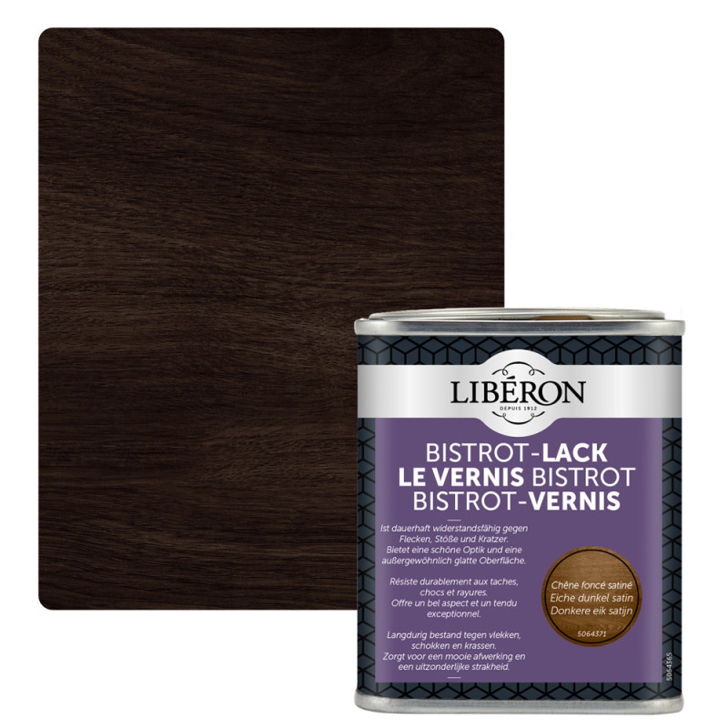 Vernis pour meubles Bistrot chêne foncé satiné 0,25 L LIBERON