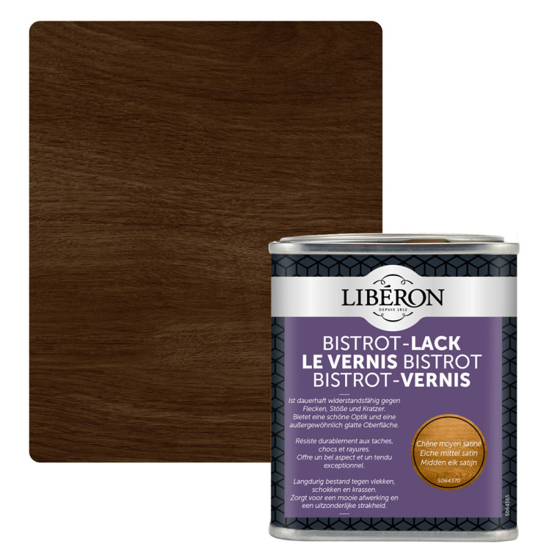 Vernis pour meubles Bistrot chêne moyen satiné 0,25 L LIBERON