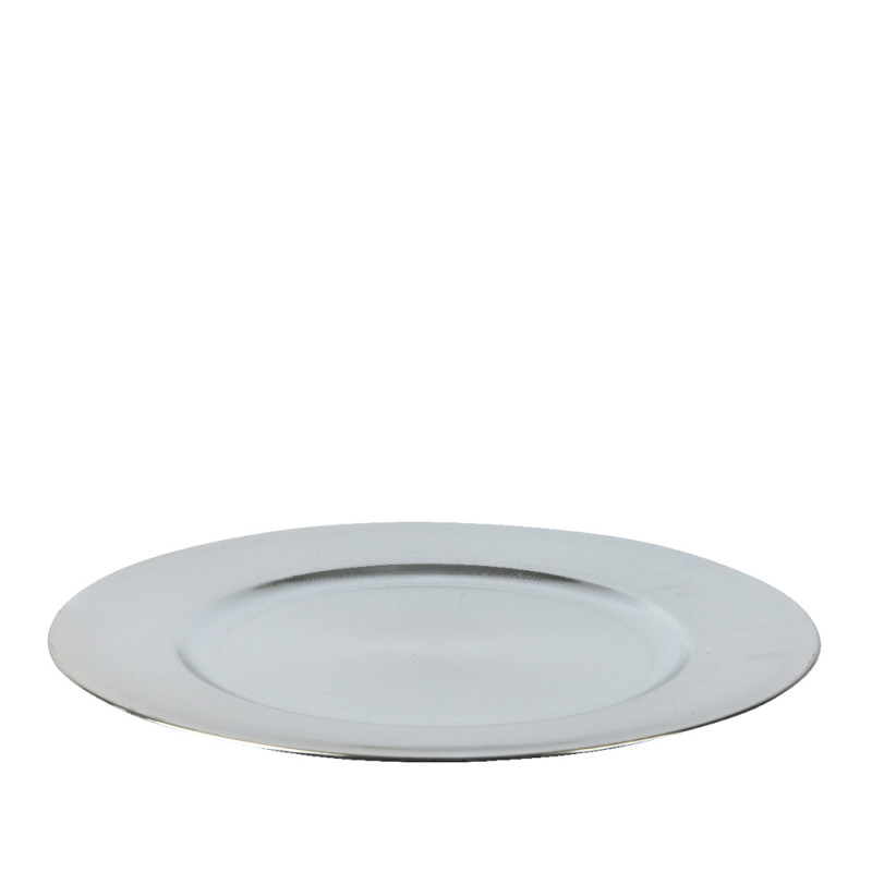 Assiette décorative en plastique argentée Ø 33 cm DECORIS
