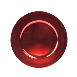 Assiette décorative en plastique rouge Ø 33 cm DECORIS