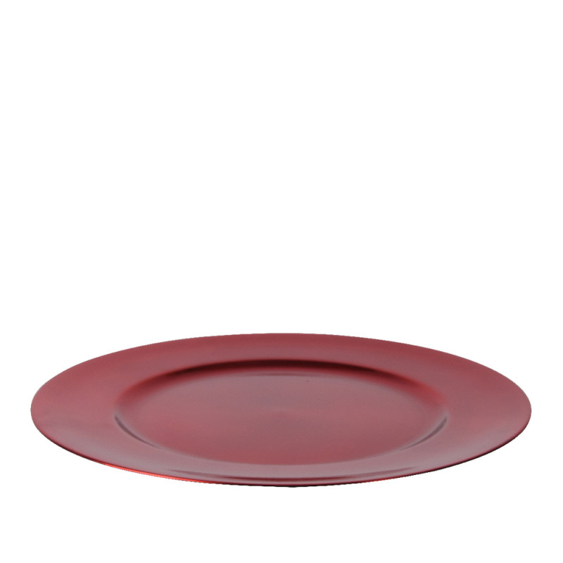 Assiette décorative en plastique rouge Ø 33 cm DECORIS