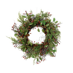 Couronne de Noël avec pommes de pin et baies Ø 40 cm