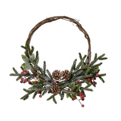 Couronne de Noël givrée avec pommes de pin et baies Ø 40 cm