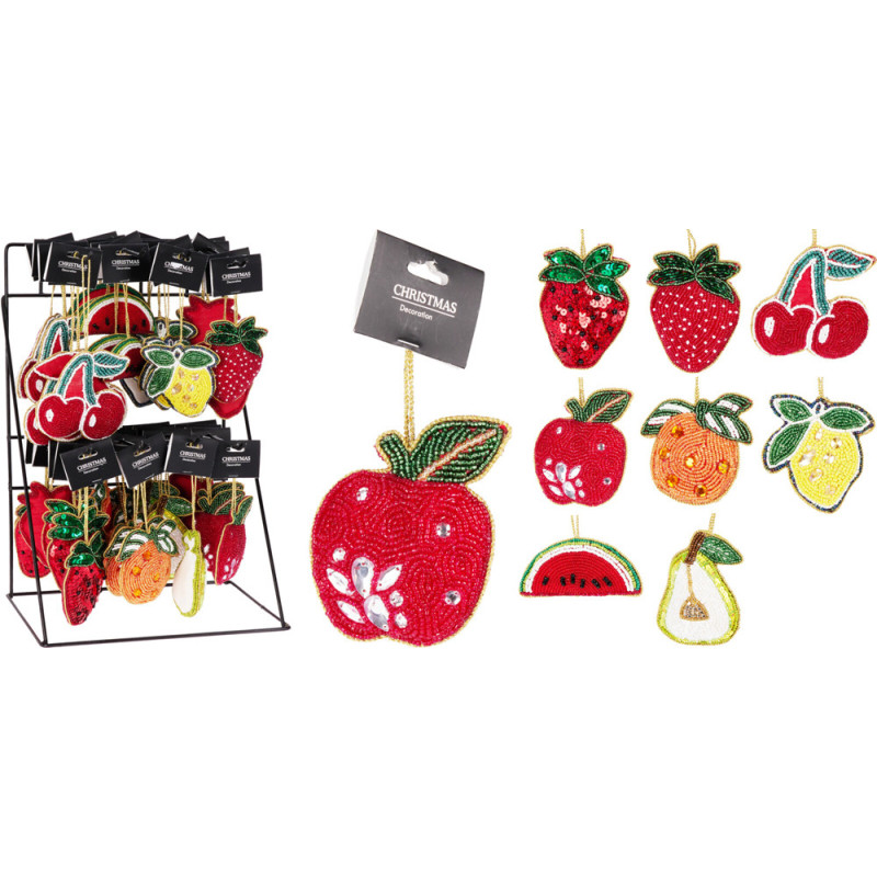 Fruit en broderie à suspendre 10 cm