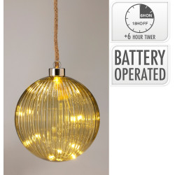 Boule de Noël Verre LED Verte Ø 14 cm – Éclairage Festif