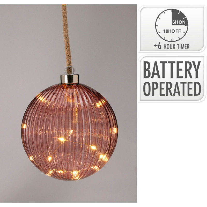 Boule de Noël LED Bordeaux Ø 14 cm – Éclairage Festif