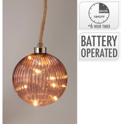 Boule de Noël LED Bordeaux Verre Ø 12 cm – Éclairage Festif