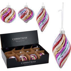 Boule de Noël Verre Tourbillon – Déco Festive Ø 8 cm