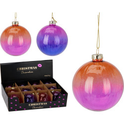 Boule de Noël Verre Rose Dégradé Ø 8 cm – Élégance Festive