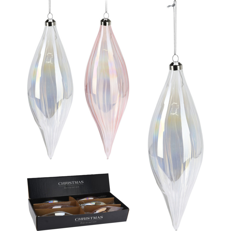 Boule de Noël Verre Transparent Ø 6,5 x 21 cm – Déco Festive