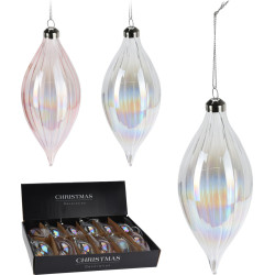 Boule de Noël Verre Transparent Ø 6x12cm – Déco Festive