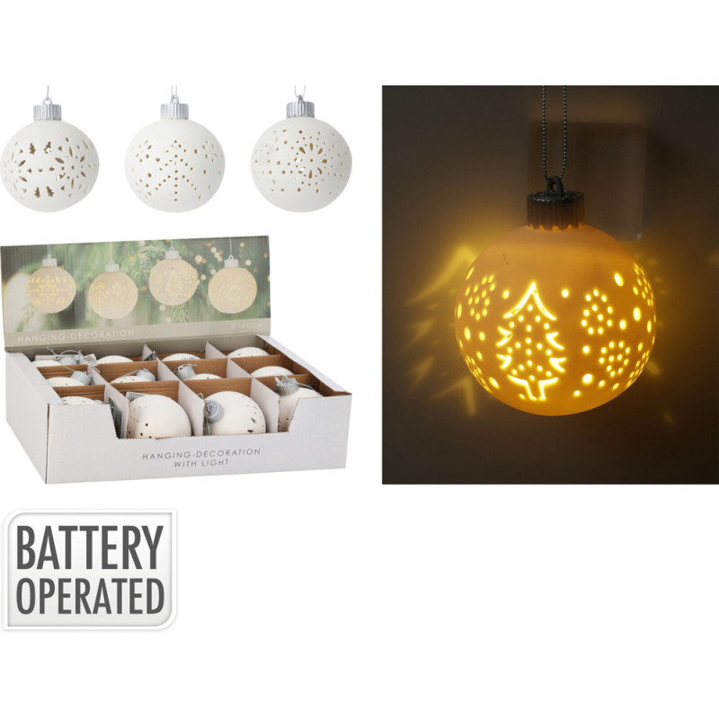 Boule de Noël en dolomite LED blanche Ø 9 cm