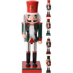 Figurine Casse-Noisette en bois rouge et vert 25 cm