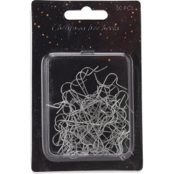 Crochet pour décoration de sapin argenté 50 pièces