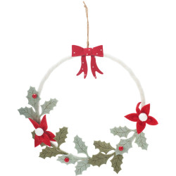 Couronne de Noël avec feuilles vertes en feutre Ø 24 cm