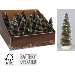 Sapin LED sur socle en bois vert 20 cm