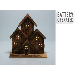 Maison LED en sapin marron 23