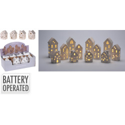 Maison LED en porcelaine blanche 6 x 5