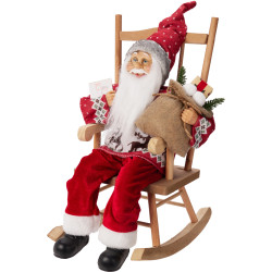 Père Noël sur chaise à bascule 25 x 35 x 45 cm