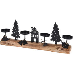 Bougeoire avec scène de Noël en bois 40