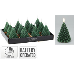 Bougie sapin LED vert foncé Ø 8 x 11 cm
