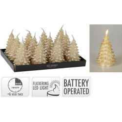 Bougie sapin LED dorée Ø 12