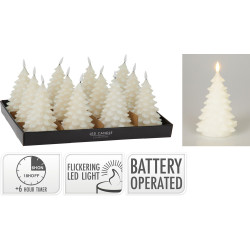 Bougie sapin LED blanche Ø 11 x 17 cm
