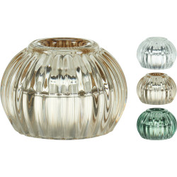 Bougeoir en verre nervuré Ø 6