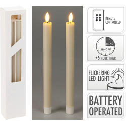 Chandelle LED beige 25 cm 2 pièces