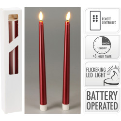 Chandelle LED rouge 27 cm 2 pièces