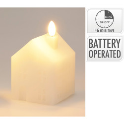 Bougie maison LED blanche 6 x 6 x 8 cm