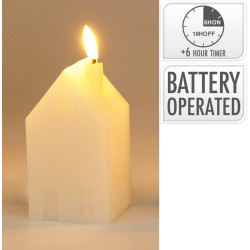 Bougie maison LED blanche 6 x 6 x 10