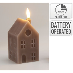 Bougie maison LED grise 6 x 6 x 10