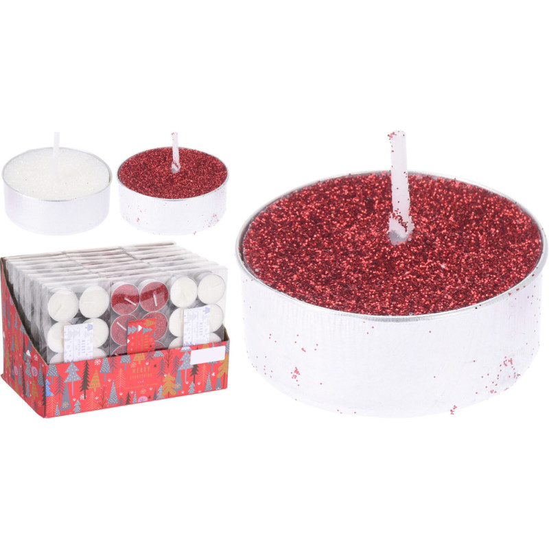 Bougie chauffe-plat avec paillettes 8 pièces