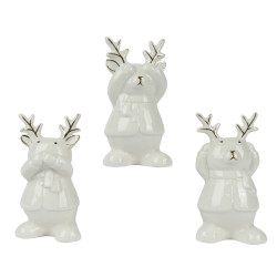 Cerf en porcelaine blanc et doré 11 cm DECORIS