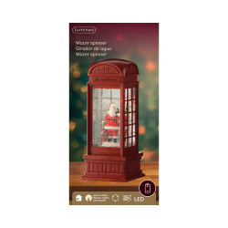 Boule à neige cabine téléphonique LED blanc chaud 11 x 11 x 25 cm LUMINEO