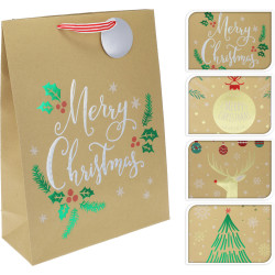 Sac cadeau de Noël en papier kraft 40 x 30 x 10 cm