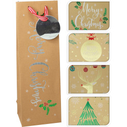 Sac cadeau de Noël en papier kraft 36 x 12 x 9 cm