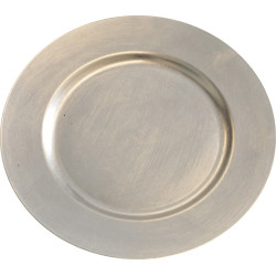 Sous-assiette en plastique argentée Ø 33 cm