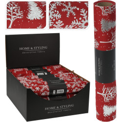 Tissu décoratif rouge et argenté 28 x 250 cm