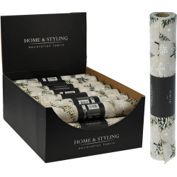 Tissu décoratif beige avec sapins 28 x 200 cm