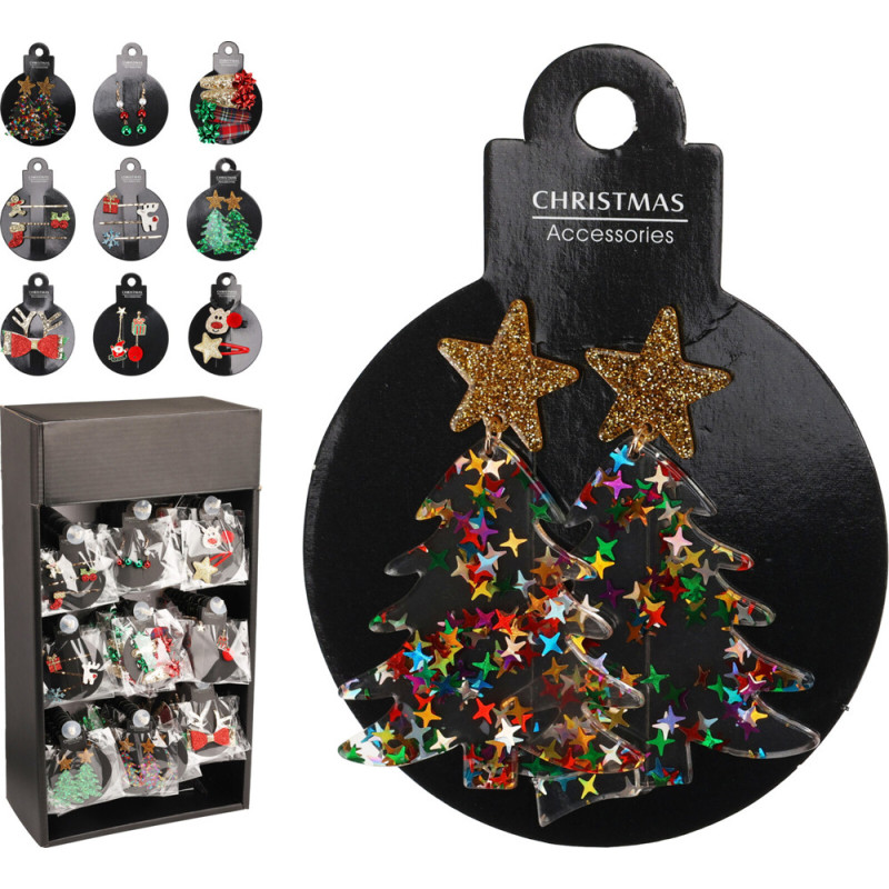 Boucles d'oreille et pince à cheveux de Noël