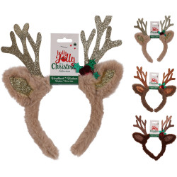 Serre-tête renne de Noël en fausse fourrure 30 x 25 cm