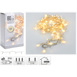 Guirlande fixe intérieure et extérieure 80 LED blanc chaud 6 m