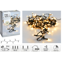 Guirlande intérieure et extérieure 120 LED blanc chaud 9 m