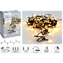 Guirlande intérieure et extérieure 240  LED blanc chaud 18 m