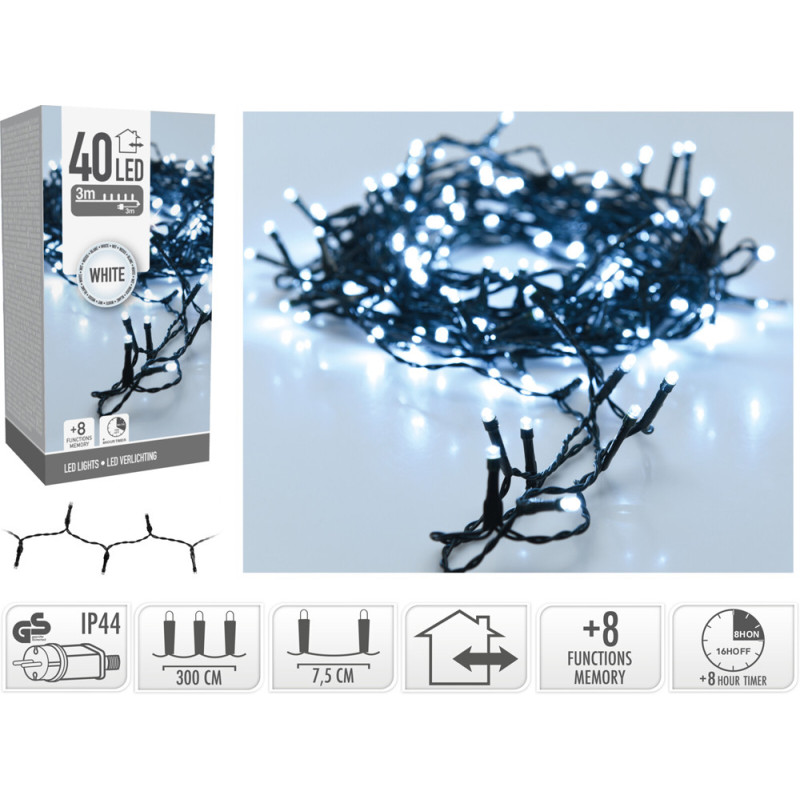 Guirlande intérieure et extérieure 40 LED blanc froid 3 m